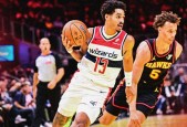 NBA常规赛丹尼尔斯25+6断 杨18中5 库兹马24+9 老鹰8人上双送奇才7连败