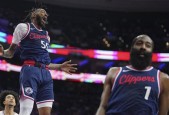 NBA常规赛哈登三节23+8 快船首发正负值均30+ 快船大胜76人迎5连胜